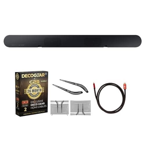 Samsung HW-S60D S-Series 5.0ch Wireless Soundbar w/Q-Symp 2024 Bundle w/Wall Mount + Deco Gear 2X 4K HDMI 2.0 Cable w/Copper Conductors & CPS Exclusive 26 Month Protection Pack (BEACH-CPS-26500)