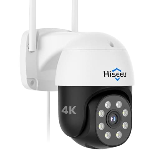 Hiseeu 4K 8MP Security Camera Outdoor, Wireless Home Security Camera with Pan & Tilt, WiFi Pro 2.4/5GHz, Auto Tracking, Color Night Vision, Two Way Audio, IP66, Plug in, No Subscription