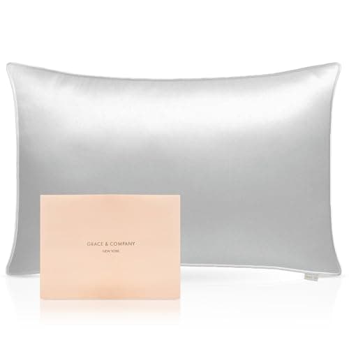 Grace & Company Silky Satin Pillowcase for Hair & Skin, Oeko-Tex Certified Satin Silk Pillowcase with Zipper - Ultra Smooth Pillowcases Standard Size 20”x26” - Half Moon Bay
