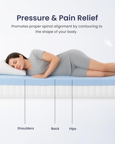LOUNJ Gel Memory Foam Mattress Topper Full XL, 2 Inch Cooling Bed Topper for Back Pain Relief and Pressure Support, CertiPUR-US Certified, Made in USA, Blue 7