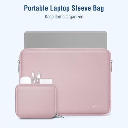 MOSISO Laptop Case 13.3 inch, 13-13.3 inch Laptop Sleeve Bag Compatible with MacBook Air/Pro 13/Pro 14 M5 M4 M3 M2 M1, HP Dell ASUS Lenovo, Neoprene Computer Sleeve Bag with Small Case, Baby Pink 4