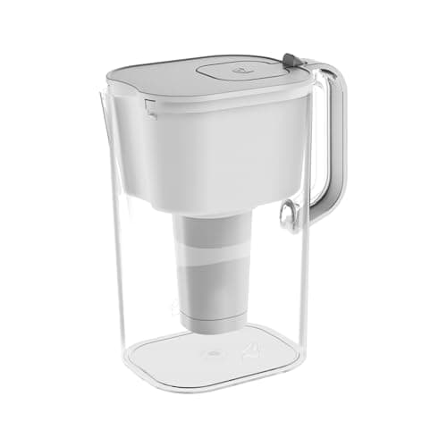 HOMEWATER 10-Cup Pitcher Filter (White) – BPA-Free, High-Capacity 2.4L Pitcher with Fast-Flow Carbon Filter, Wide Mouth for Easy Pouring, Removable Filter Replacement, Locking Lid, and Dishwasher-Safe