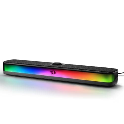 Redragon GS515 RGB Desktop Soundbar, 2.0 Channel Stereo Computer Speakers for Desktop with BT 5.3, USB-C/USB Powered, Black