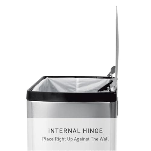 simplehuman Rectangular Dual Compartment Recycling Kitchen Step Trash Can, 46 Liter, Brushed Stainless Steel 6