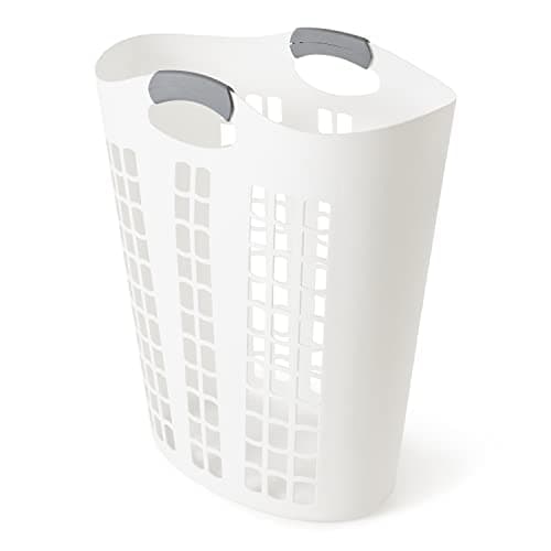 Gracious Living Laundry Basket, Easy Carry Flex Collapsible Hamper, 87.5 Liters, White - Large Plastic Clothes Storage Organizer for Home, Bathroom, and Bedroom 9