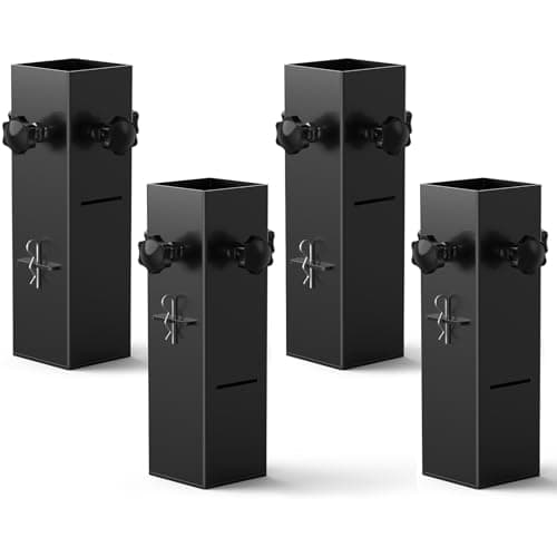 Fengone College Dorm Bed Risers 3.15" Diameter Carbon Steel Metal Bed Riser Square Tall Bed Riser for Wooden Bed Frame Table Adjustable Height 3.2" or 5.1", Supports up to 10,000 lbs