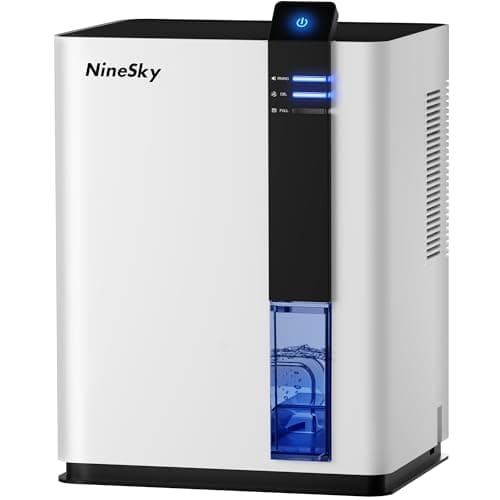 NineSky Dehumidifier for home, 98 OZ Dehumidifier for Room, Dehumidifiers for Bathroom, Bedroom, Basement (800 sq. ft.) with Auto Shut Off, 5 Colors LED Light(H2 White)