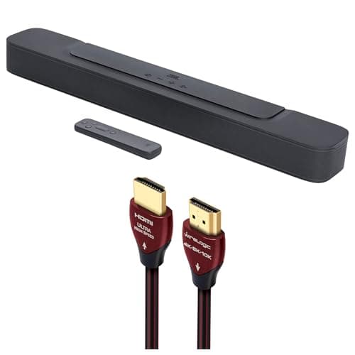JBL BAR-2-0-ALL-IN-ONE-MK2 Compact 2ch Soundbar with Dolby Digital and a WireLogic Ruby 8ft Ultra High Speed 4K-8K-10K HDMI Cable w/UHD, HDR, VRR & eARC (2022)