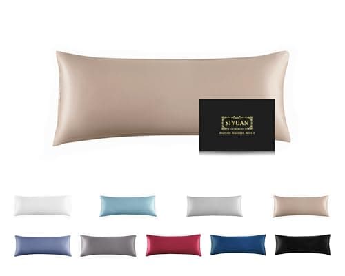 Mulberry Silk Pillowcase for Hair and Skin,Cooling Silk Pillow Case with Hidden Zipper,Allergen Proof Dual Sides Soft Breathable Smooth Silk Pillow Cover for Women (Champagne, Body)
