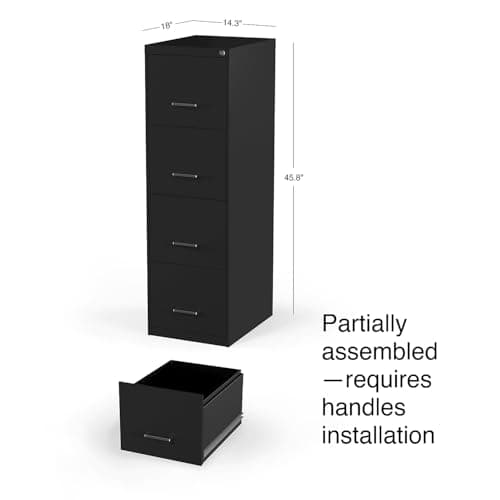 STAPLES Vertical File Cabinet for Letter/Legal Files, 4-Drawer, Letter/Legal Compatible, Locking, Black 9