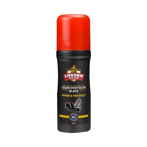 London Shine Black Liquid Shoe Polish – Instant Shine, Scuff Cover, Quick-Dry, Sponge Applicator