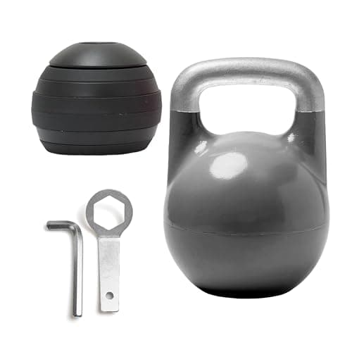 Kettlebell Kings Adjustable Competition Kettlebell - Adjustable Weight from 26 lb to 70 lb - Includes 7 Weight Plates for Strength Training at Home or Gym - Durable Steel Shell for Long-Lasting Use