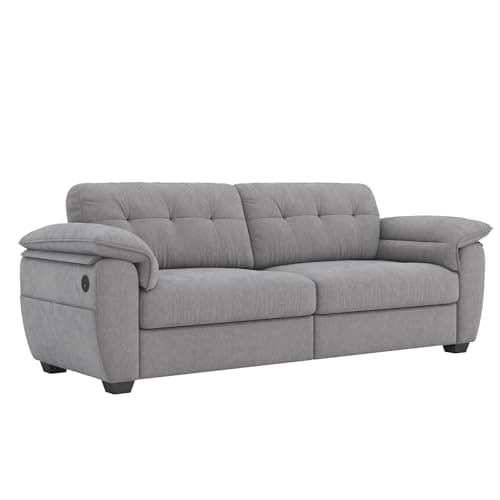 CHYMSUN 87"" Modern Sofa, Comfy Sofa Couch w/Extra Deep Seats, 2/3 Seater Couches w/USB Charging Ports & Side Pockets, Sleeper Sofas for Living Room, Apartment, Office (Grey Chenille), BAESF329DG 9