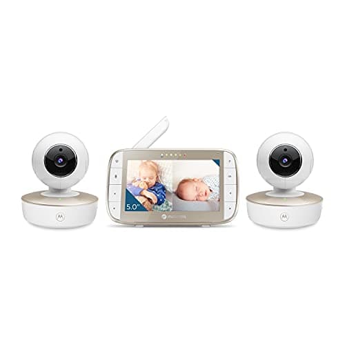 Motorola Nursery Baby Monitor with 2 Cameras and Audio, No WiFi Needed VM50G with Temperature Sensor, Remote Zoom & Tilt, Night Vision, 5" Screen, 2-Way Audio, Lullabies