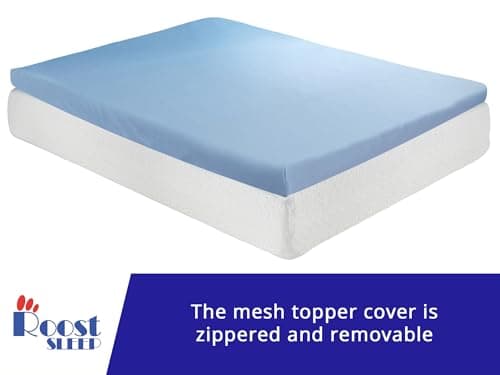 Roost Sleep Cool Cloud 3 Inch Gel Memory Foam Queen Mattress Topper – Cooling Bed Topper for Back Pain and Pressure Relief, Removable Washable Cover, Ventilated Design, Fits Queen Beds 5