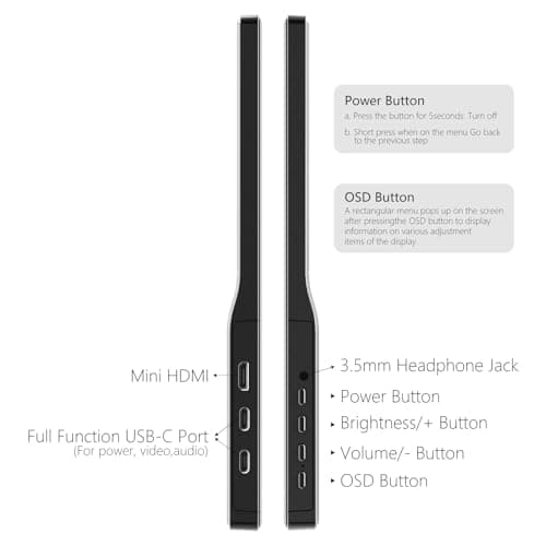 Anyuse Portable Monitor 15.6 Inch 1080P USB-C HDMI Ultra-Slim Travel Monitor with Kickstand, for Laptop, PC, Mac Phone, PS, Xbox, Swich IPS Ultra-Thin Zero Frame Gaming 8