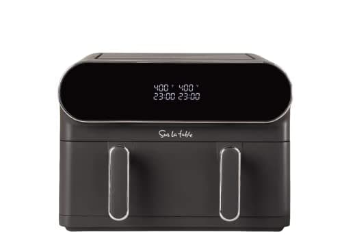 Sur La Table 11-Quart Digital Double Basket Air Fryer - 1700W Dual Zone with Touchscreen Display, Sync Cook & Separate Settings, Includes Crisper Tray & Separator, Safe Kitchen Appliance for Food Prep