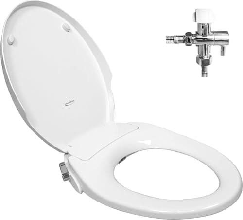 GenieBidet Bidet Toilet Seat Elongated | Fits Your Current Toilet Seat | No Wiring & Easy Install Elongated Bidet | Self Cleaning Dual Nozzles with Rear & Feminine wash | Hybrid T included