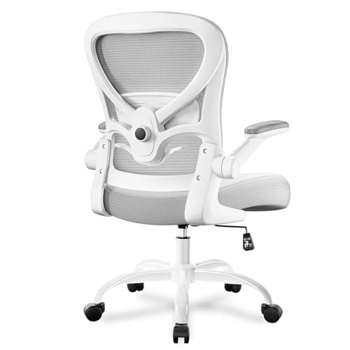 Freepub Ergonomic Office Chair, Breathable Mesh Computer Desk Chair with Adjustable Lumbar Support, Swivel with Flip-up Armrests, 350LBS Capacity - Design for Home/Offices - White