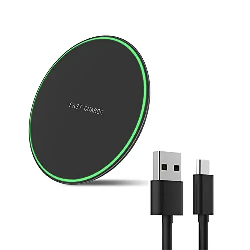 Wireless Charger for Samsung Galaxy S24/S24+S23/S23+/S22/S22+/S21/S20/S20+/S10/S9+/S9/S8/S8+/S7/Note10/Note9/Note8, 15W Wireless Charging Pad with USB-C for Samsung & iPhone Black(No AC Adapter)