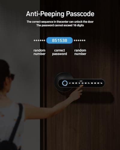 TMEZON Smart Door Lock Fingerprint, Keyless Entry Door Lock with Handle, APP/IC Cards/Codes/Keys/Fingerprints Biometric Electronic Keyless Entry Lock for Bedroom Home Hotel Office 5