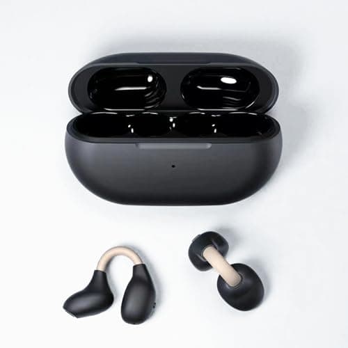 Clip on Earbuds Open Earbuds Wireless Earphones Wireless Bluetooth 5.3 Clip on Headphones Sports Earphones Open Ear Headphones Built-In Microphone With Charging Case Ipx5 Waterproof coffee-black