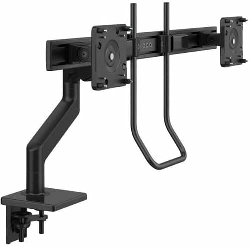 Humanscale M8.1 Dual Monitor Stand with Crossbar and Handle, Adjustable Ergonomic Double Monitor Mount with Cable Management System and Clamp (Black)