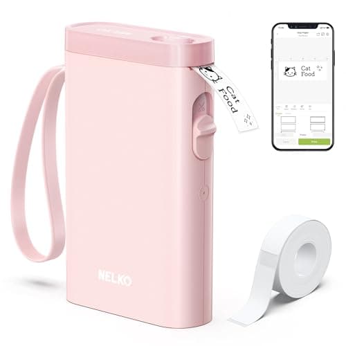 Nelko Label Maker Machine with Tape, P21 Bluetooth Label Printer, Wireless Mini Label Makers with Multiple Templates for School Office Home, Pink