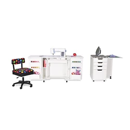 Kangaroo Bandicoot Sewing Cabinet with Lift – Quilting & Sewing Machine Table with Expandable Work Surface & Storage, Ash White 9