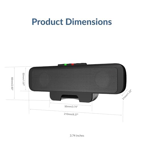 Cyber Acoustics USB Speaker Bar (CA-2890) – Stereo USB Powered Speaker, Easily Clamps to Monitor, Convenient Controls 7