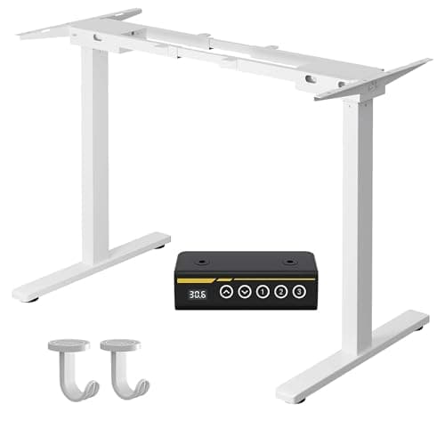 Gamork Dual Motor Electric Standing Desk Frame,Adjustable height and length,The maximum size it can accommodate is 63*28 inches for the tabletop,3 Preset Heights,Rated for 264 pounds of weight.White