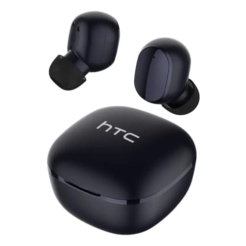 HTC True Wireless Earbuds 6 Bluetooth 5.3 in Ear Stereo Headphones Touch Control with Built-in Microphone, Wireless Noise Cancelling Earbuds 22H Playtime with Charging Case for Android and iOS- Black