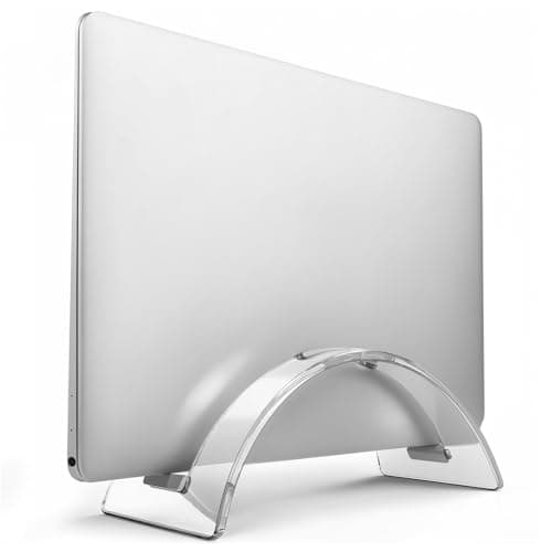 Neptniopllab Acrylic Vertical Laptop Stand, Sleek Transparent Desktop Notebook Dock, Space-Saving Docking Stand for MacBook, Surface, HP, Dell and More