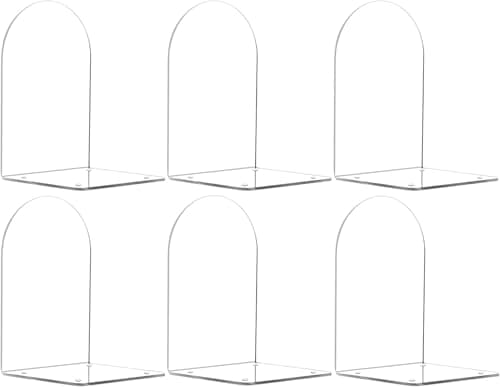 Adwikoso Book Ends for Shelves Clear Acrylic Bookends for Heavy Books Organizer Book Stopper to Hold Books for Home Office School and Desktop Decoration(Circular Arc) (6)