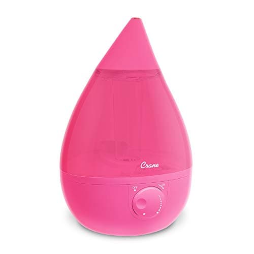 Crane Ultrasonic Humidifiers for Bedroom and Office, 1 Gallon Cool Mist Air Humidifier for Large Room and Home, Humidifier Filters Optional, Pink
