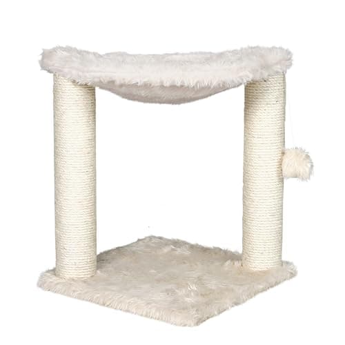 TRIXIE Baza Scratching Post with Hammock | 16" Base, Cream, Small