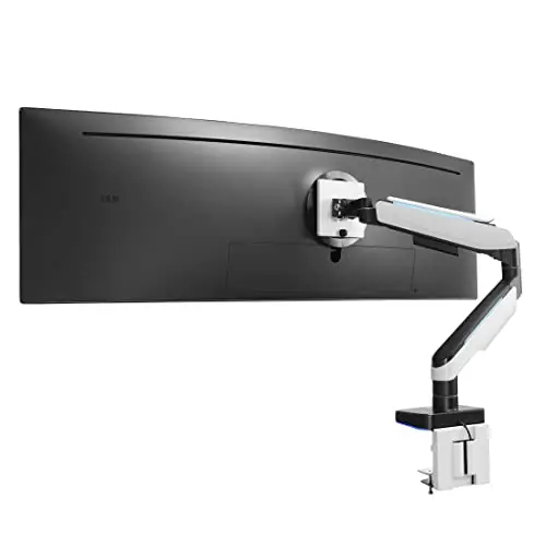 Mount-It! Heavy-Duty Ultrawide Monitor Arm up to 49”, 44 lb Capacity, Desk Mount for Curved & Widescreen Monitors, Compatible with Samsung Odyssey G9, Gas Spring, RGB Lighting, VESA 75x75 & 100x100