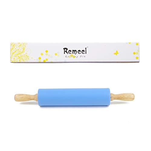 Remeel Silicone Rolling Pin for Baking Non-stick Rolling Pin Dough Roller Wooden Handle Kitchen Accessories Pastry Roller 8