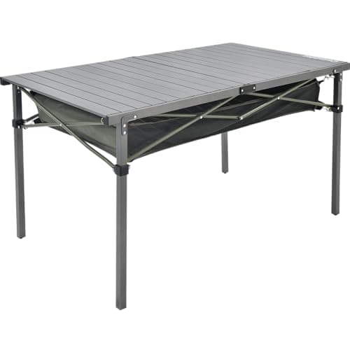 OUTSIDER Folding Camping Table, Portable Roll-up Outdoor Lightweight Aluminum Camp Table for Picnic BBQ Backyards Beach, Large Storage Mesh Pocket and Carrying Bag Included