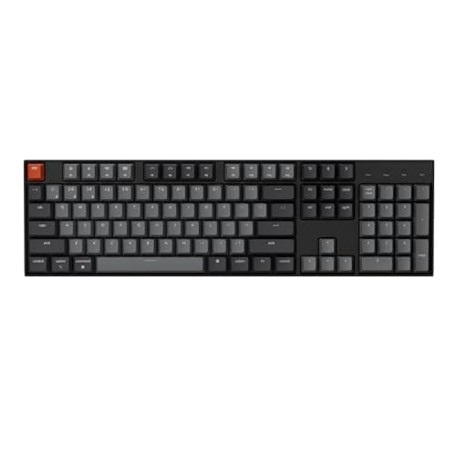 Keychron K10 Full Size 104 Keys Bluetooth Wireless Mechanical Gaming Keyboard for Mac Windows with Keychron Silent K Pro Red Switch, Multitasking/White LED Backlight/USB C Wired Computer Keyboard