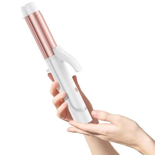 Mooqlizz Dual Voltage Curling Iron, Mini Travel Size Curling Iron for European, 1 1/4 Inch Ceramic Plates Hair Straightener with Adjustable Temperature, European Plug Included