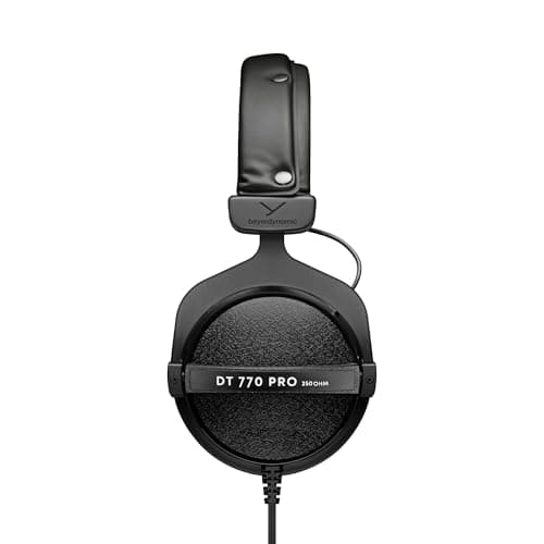 beyerdynamic DT 770 PRO, 250 Ohm, Closed Back, Over Ear, Wired Professional Studio Headphones, Audio Monitors, 3 m Coiled Cable, Black with Grey Velour Ear Pads 2