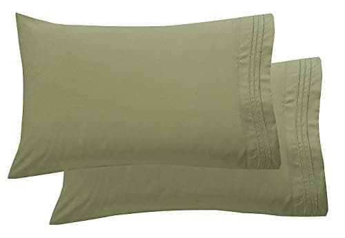 Elegant Comfort Luxury Ultra-Soft 2-Piece Pillowcase Set - 1500 Premium Hotel Quality Microfiber Double Brushed - Wrinkle Resistant, Standard/Queen, Sage/Green