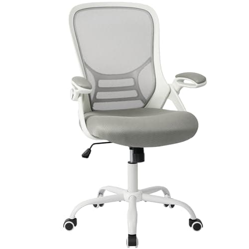 HYLONE Office Chair Ergonomic Chair with Flip up Armrests, Thickened Seat Computer Chair with Breathable Mesh Back Home Office Computer Chairs for Long Hours Mesh Office Chair(Grey) 5