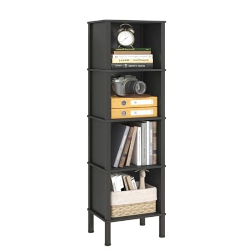 LAATOOREE 5Tier Narrow Bookshelf, 4 Cube Bookcase, Slim Corner Open Display Storage Shelf for Small Space, Living Room, Office, Bedroom 8