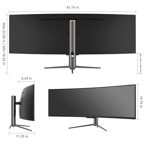 INNOCN 49" 240Hz Curved Monitor Ultrawide Gaming QHD 5120 x 1440P Computer Monitor, R1800, 99% sRGB, HDR400, USB Type C, DisplayPort, HDMI, Built-in Speakers, Height/Tilt Adjustable - 49C1S 7