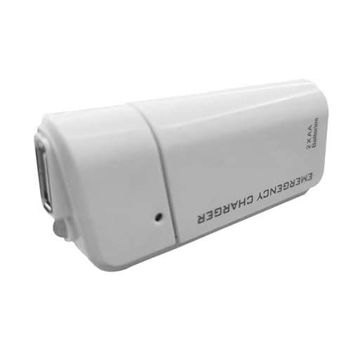 LZDICITARU Battery Operated Phone Charger Emergency|USB Battery Powered Small Power Bank Portable 2 AA Batteries Powered Outlet. (White)