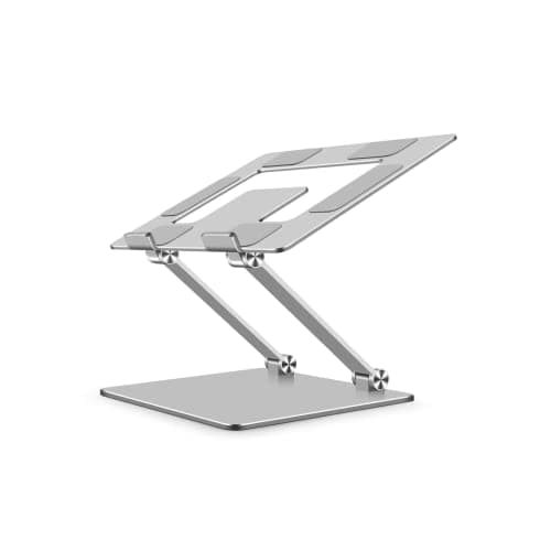 Gig Gear iLEVL Ergonomic Laptop Stand for Desk - Height Adjustable Laptop Riser Fits All Phone, Tablets, and Devices 10 to 17 Inches - Universal Multi-Angle Aluminum Foldable Laptop Stand (Silver)