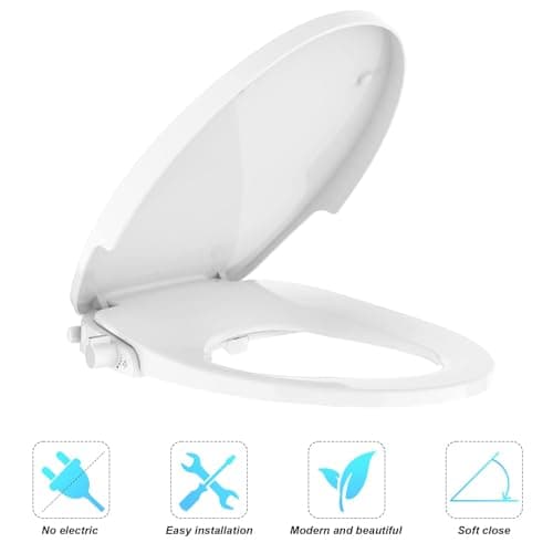 Bidet Toilet Seat for Round Toilet, Non-Electric Dual Nozzle Bidet Attachment with Soft Close Lid, Feminine Hygiene Toilet Seat Cover for Women, Easy Install, White 5