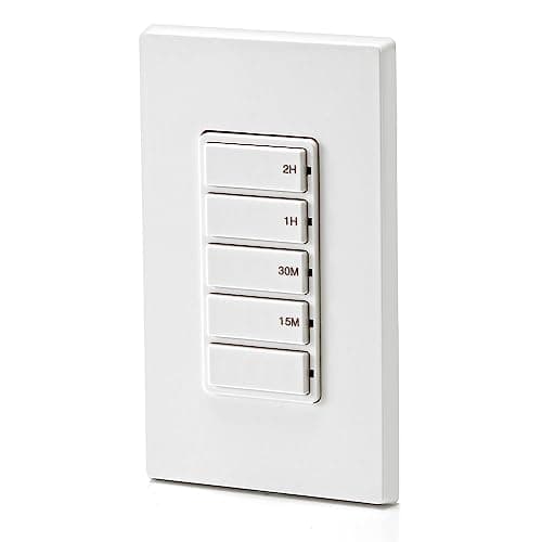 Leviton Countdown Timer Switch for household lights and exhaust fans, 15-30 min, 1-2 hour, No Neutral Wire Required, Single Pole, 15A, 1/2HP/9.8A Fan/Motor, DT102-1LW, White 13